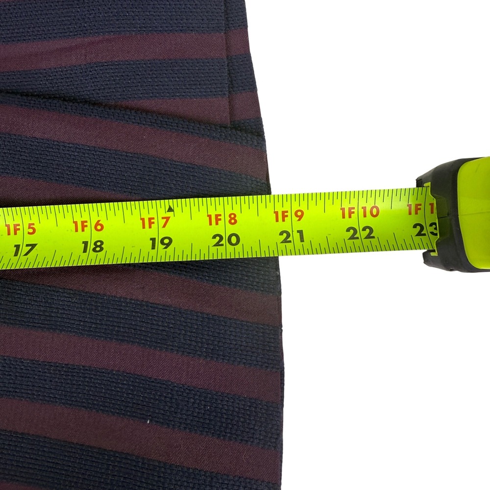 J. Crew The‎ Pencil Skirt Burgundy Navy Stripe Wrap Style Knee Length Size 00 - Picture 8 of 10